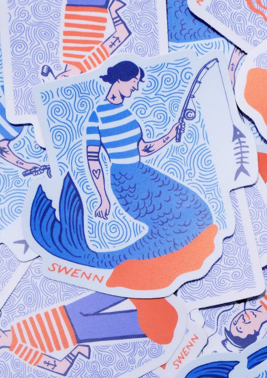 La Sirène à la canne - sticker