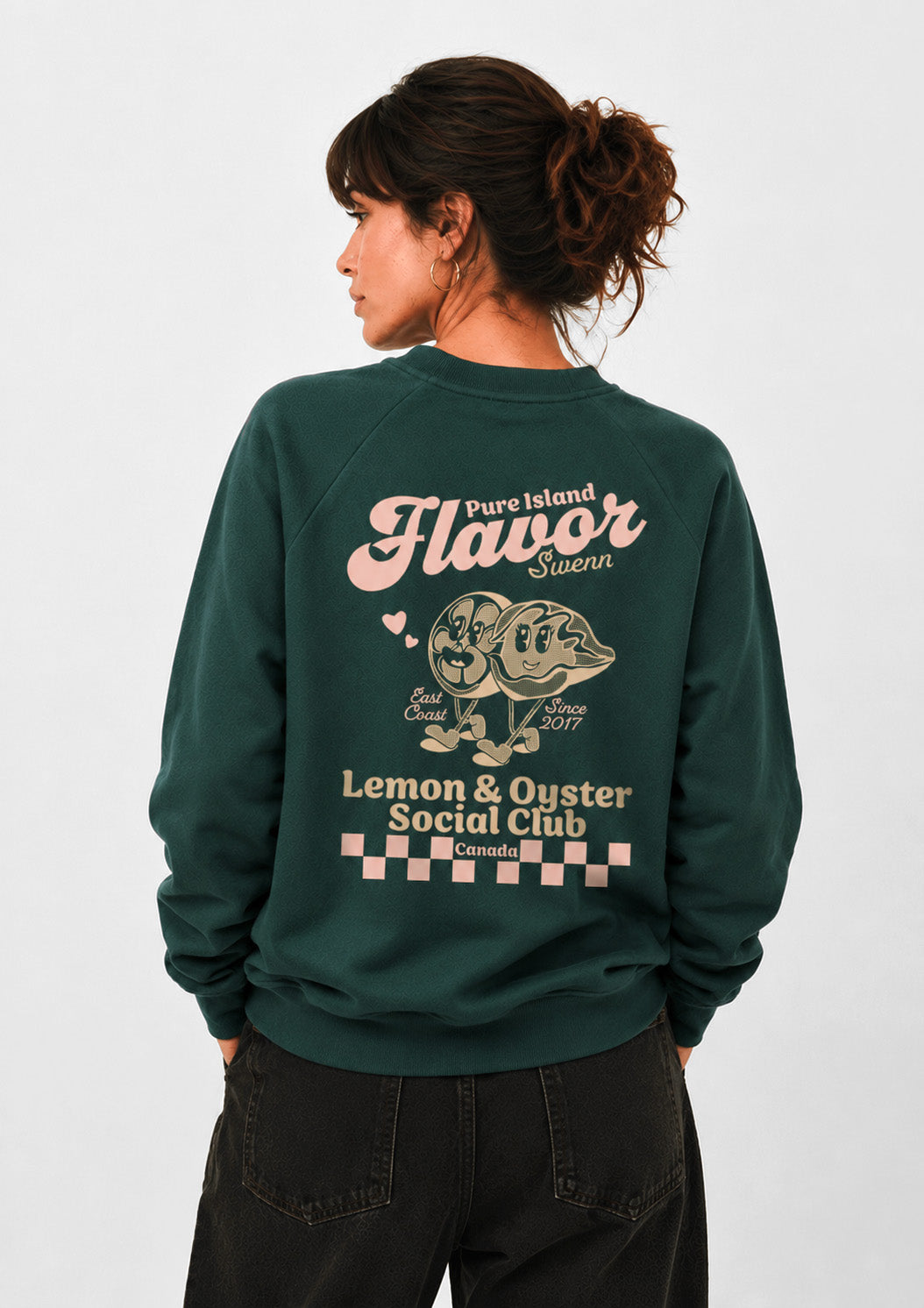 Sweatshirt - Citron et Huître - vert forêt