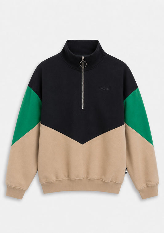 Sweatshirt Col Zippé - noir