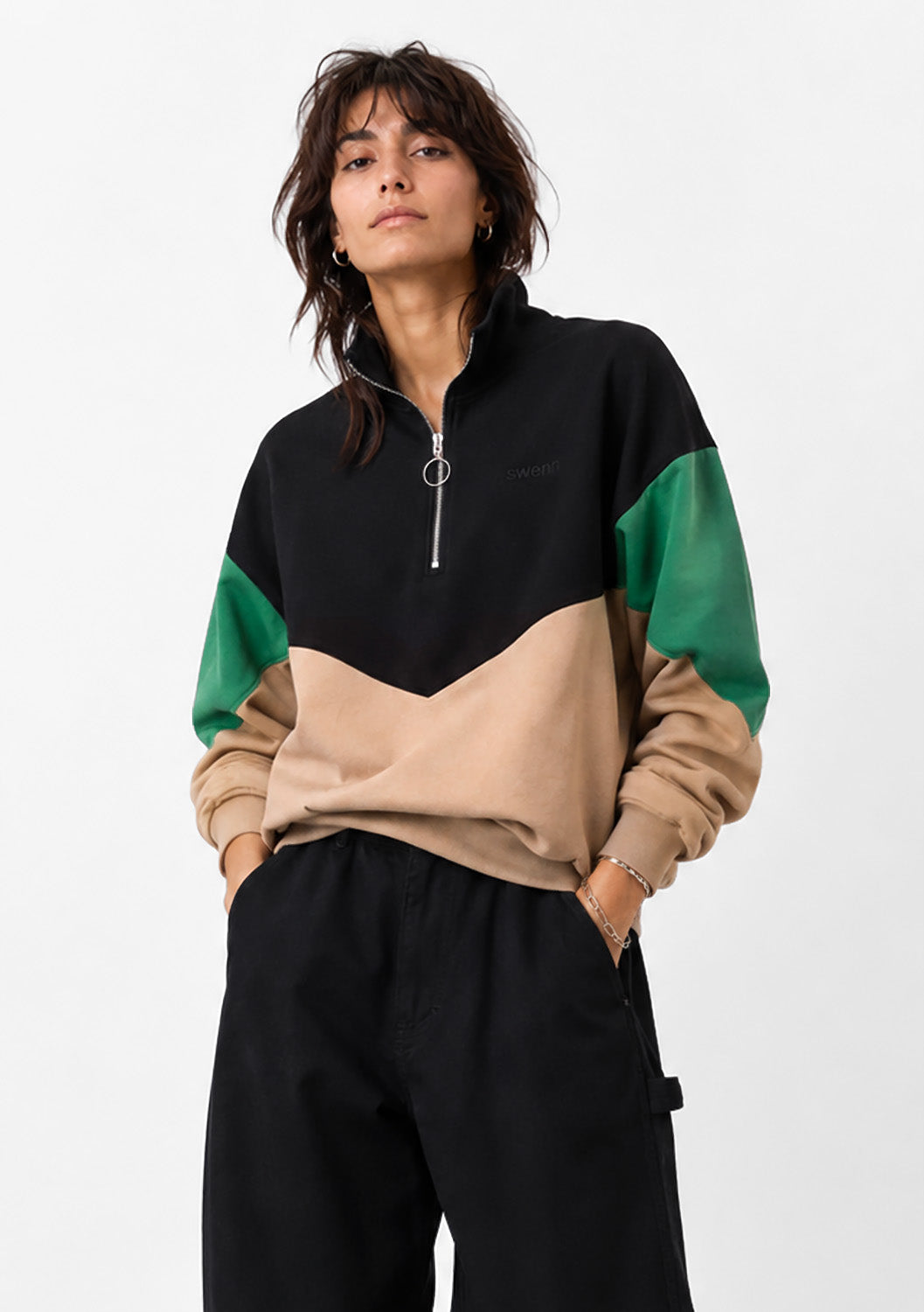Zip Collar Crewneck