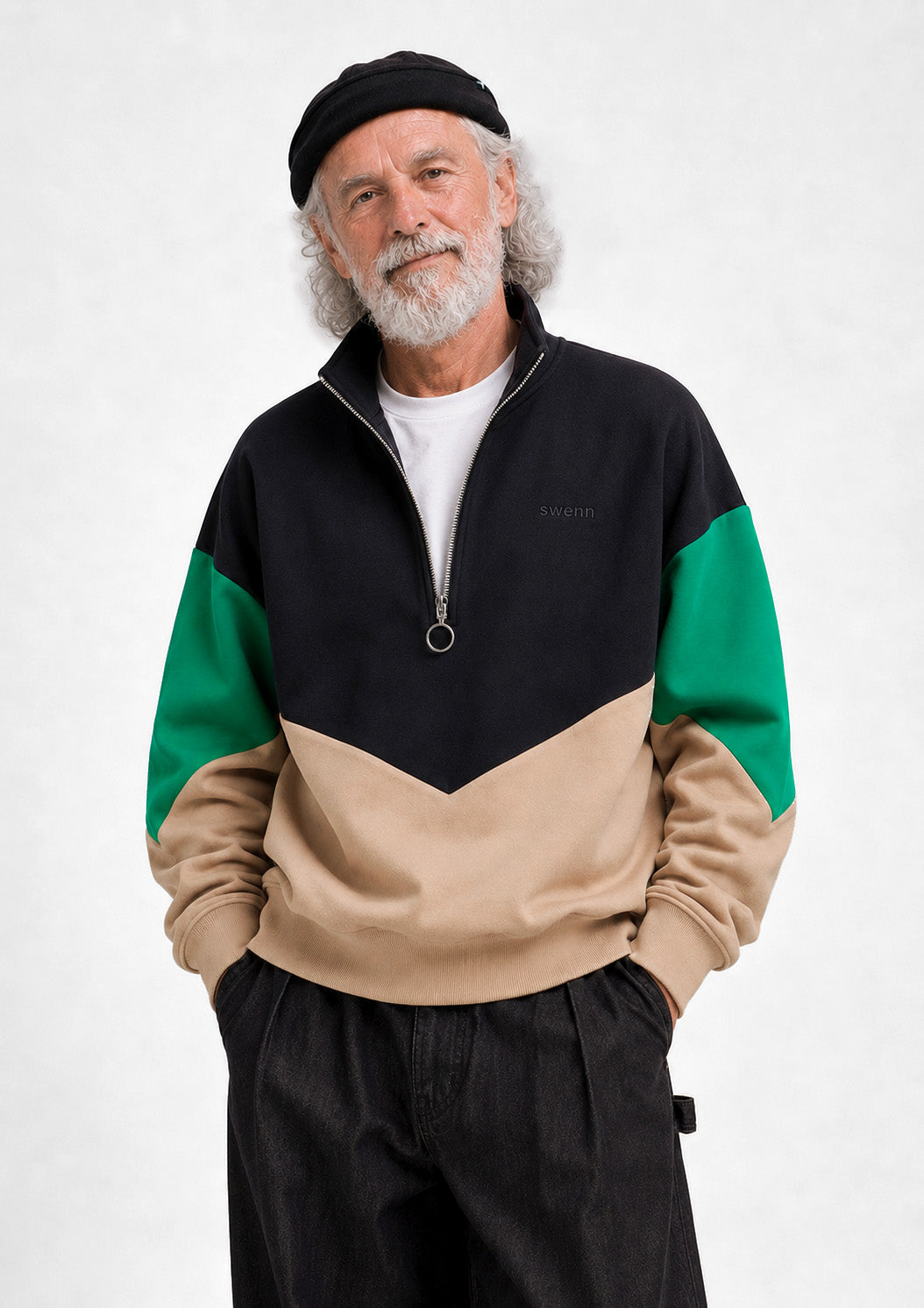 Sweatshirt Col Zippé - noir