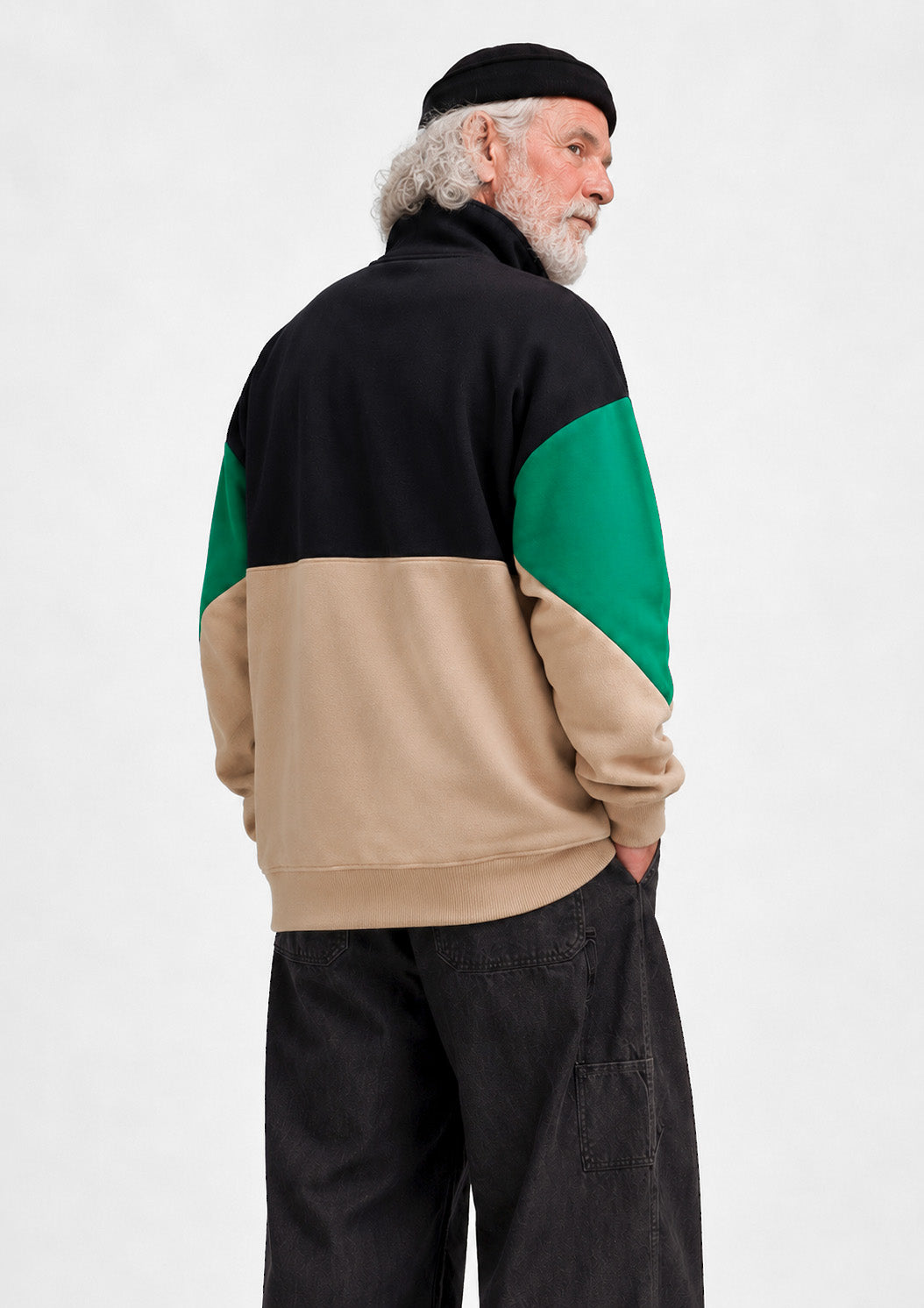 Sweatshirt Col Zippé - noir