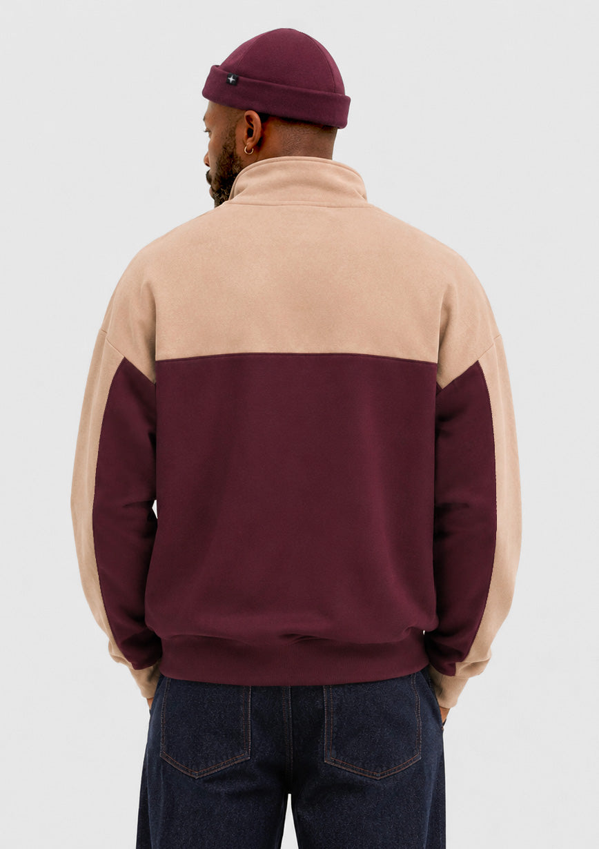 Sweatshirt Col Zippé - sable