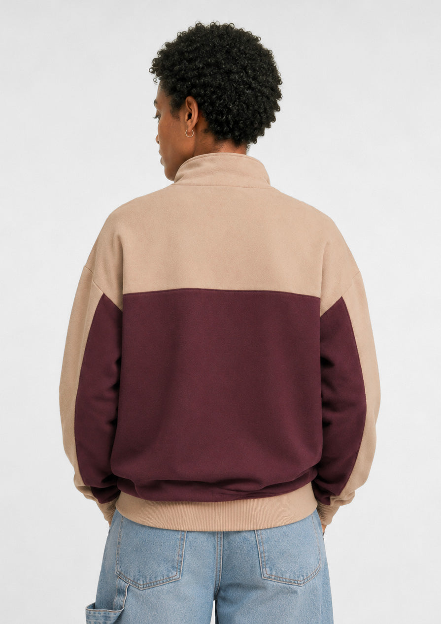 Sweatshirt Col Zippé - sable