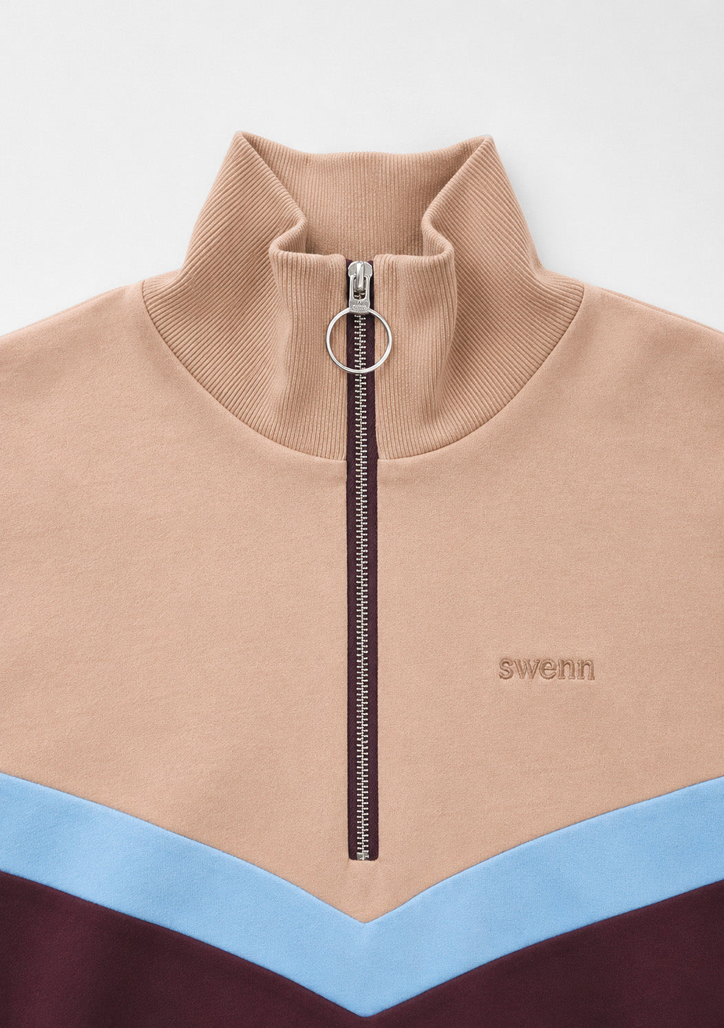 Sweatshirt Col Zippé - sable