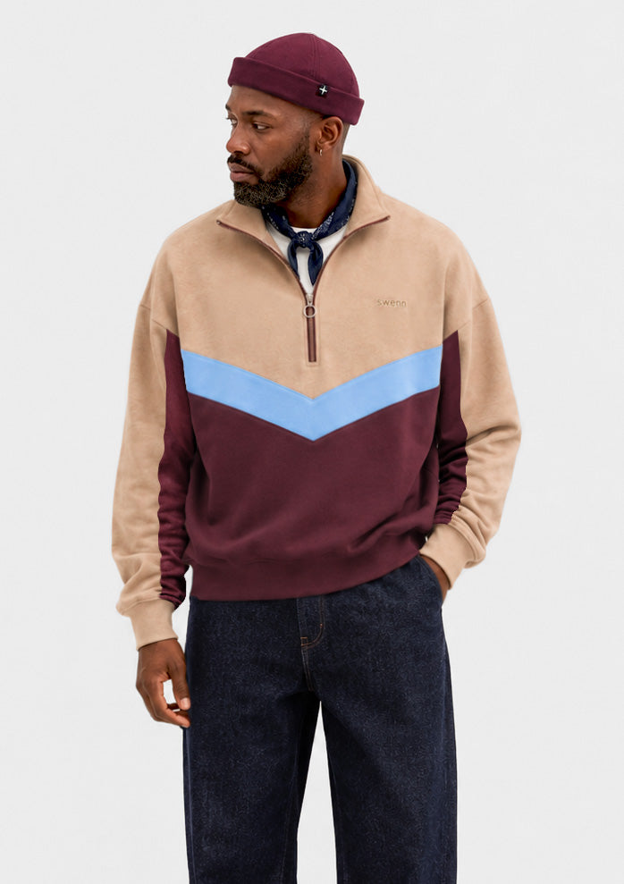 Sweatshirt Col Zippé - sable