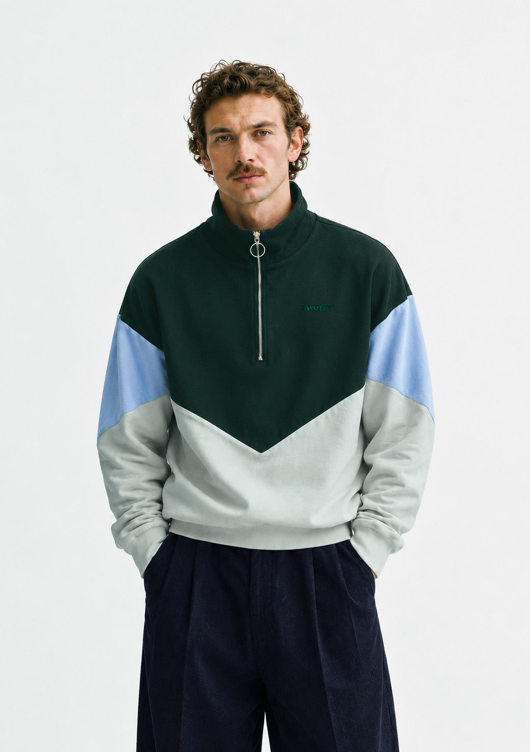 Sweatshirt Col Zippé - vert forêt