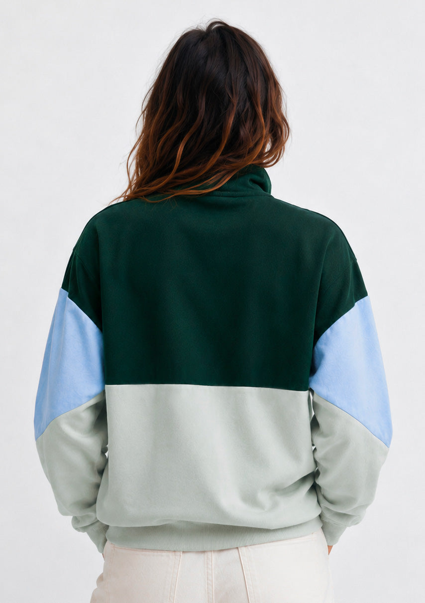 Sweatshirt Col Zippé - vert forêt