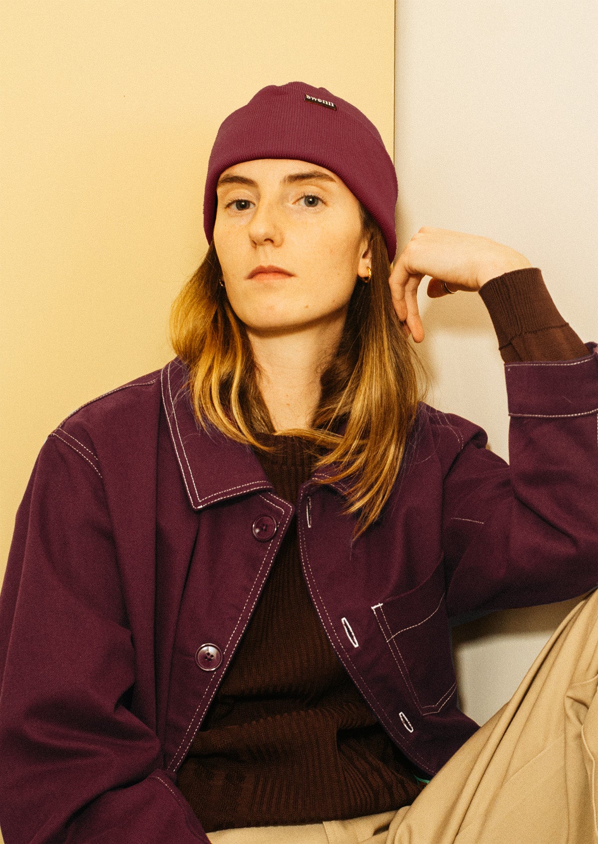 Organic cotton toque - burgundy