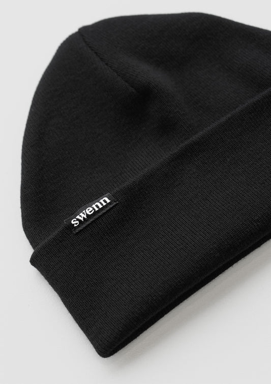 Alpaca & organic cotton toque - black