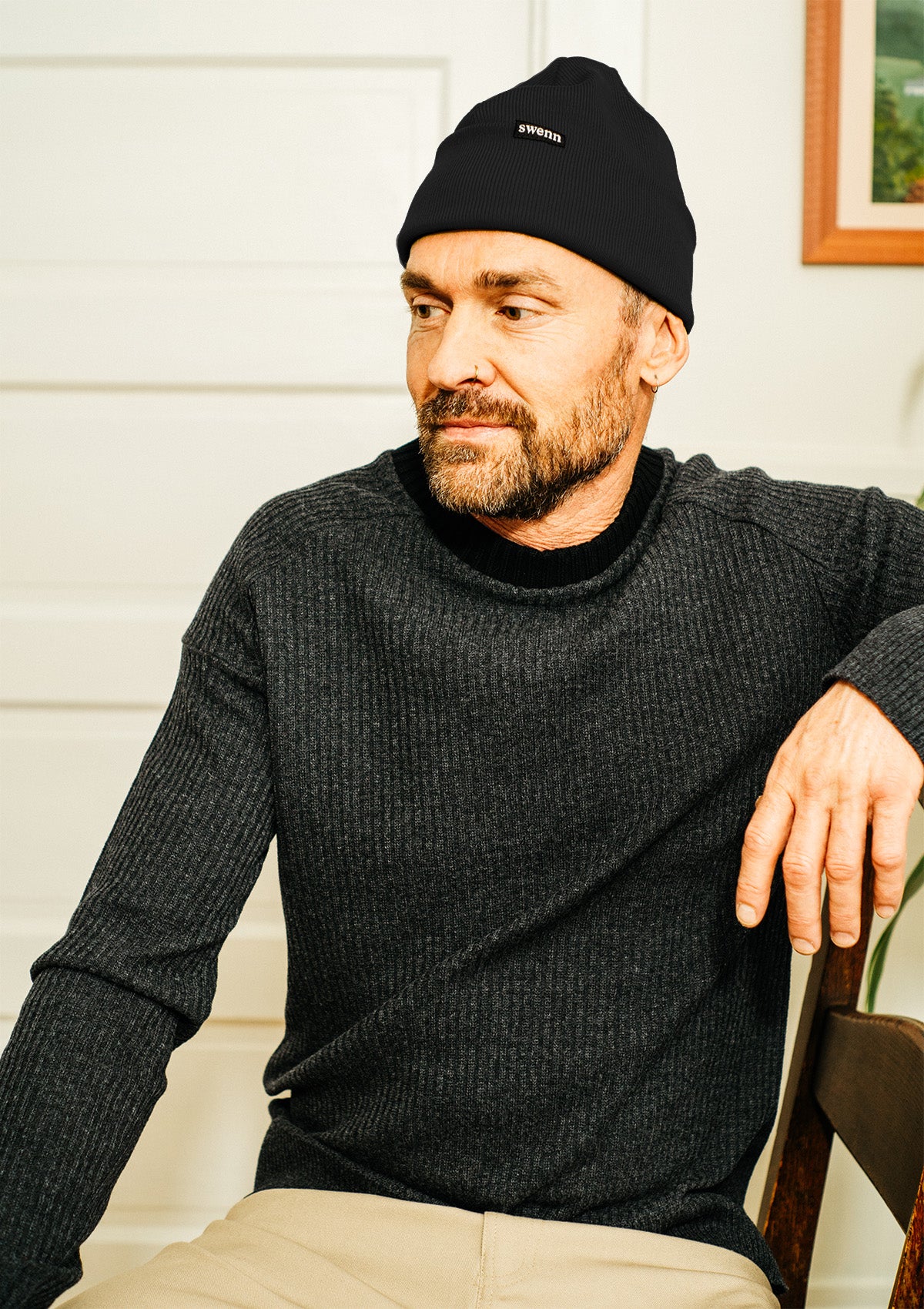 Alpaca & organic cotton toque - black