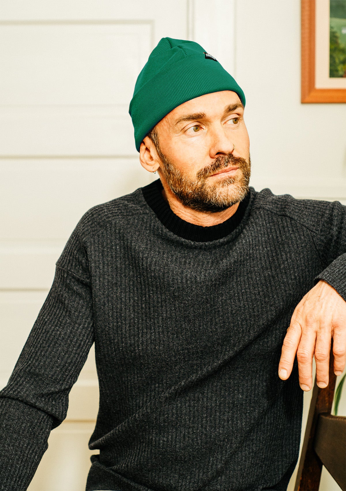 Alpaca & organic cotton toque - green