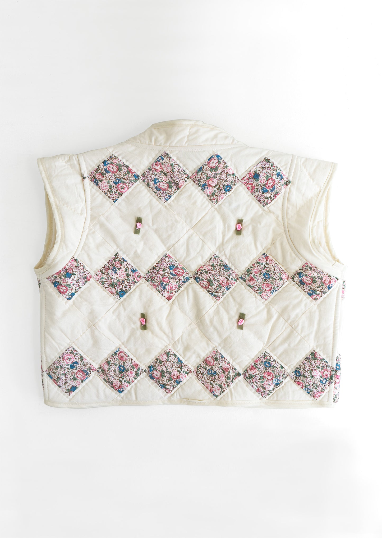 Upcycled quilted vest - floral