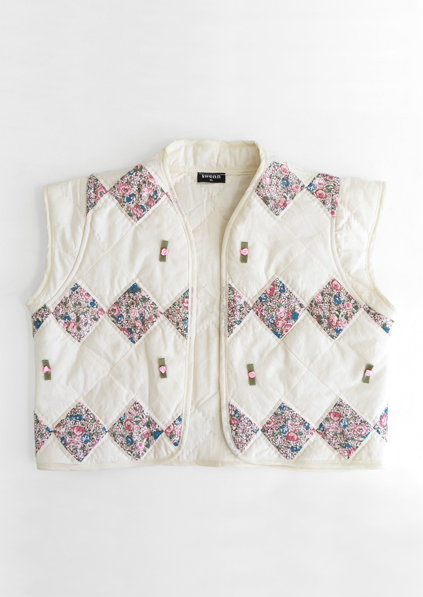 Upcycled quilted vest - floral