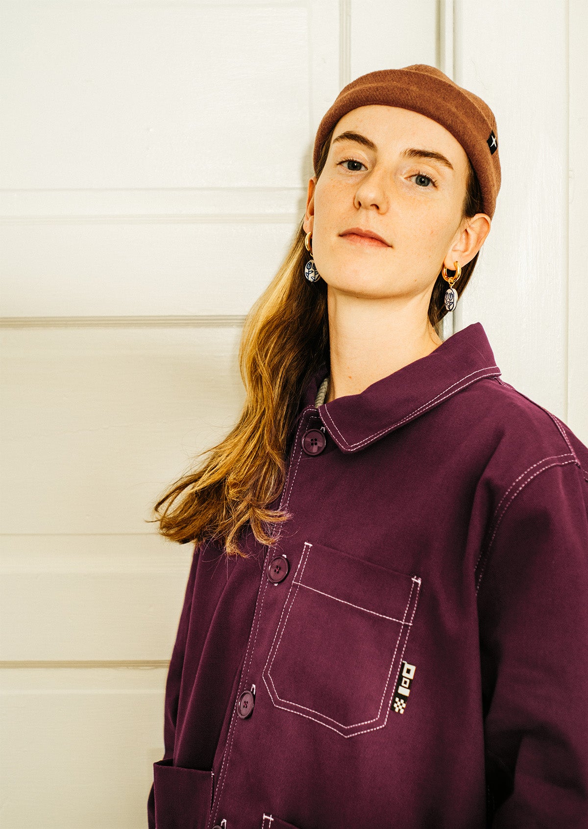 Michel - workwear jacket - burgundy