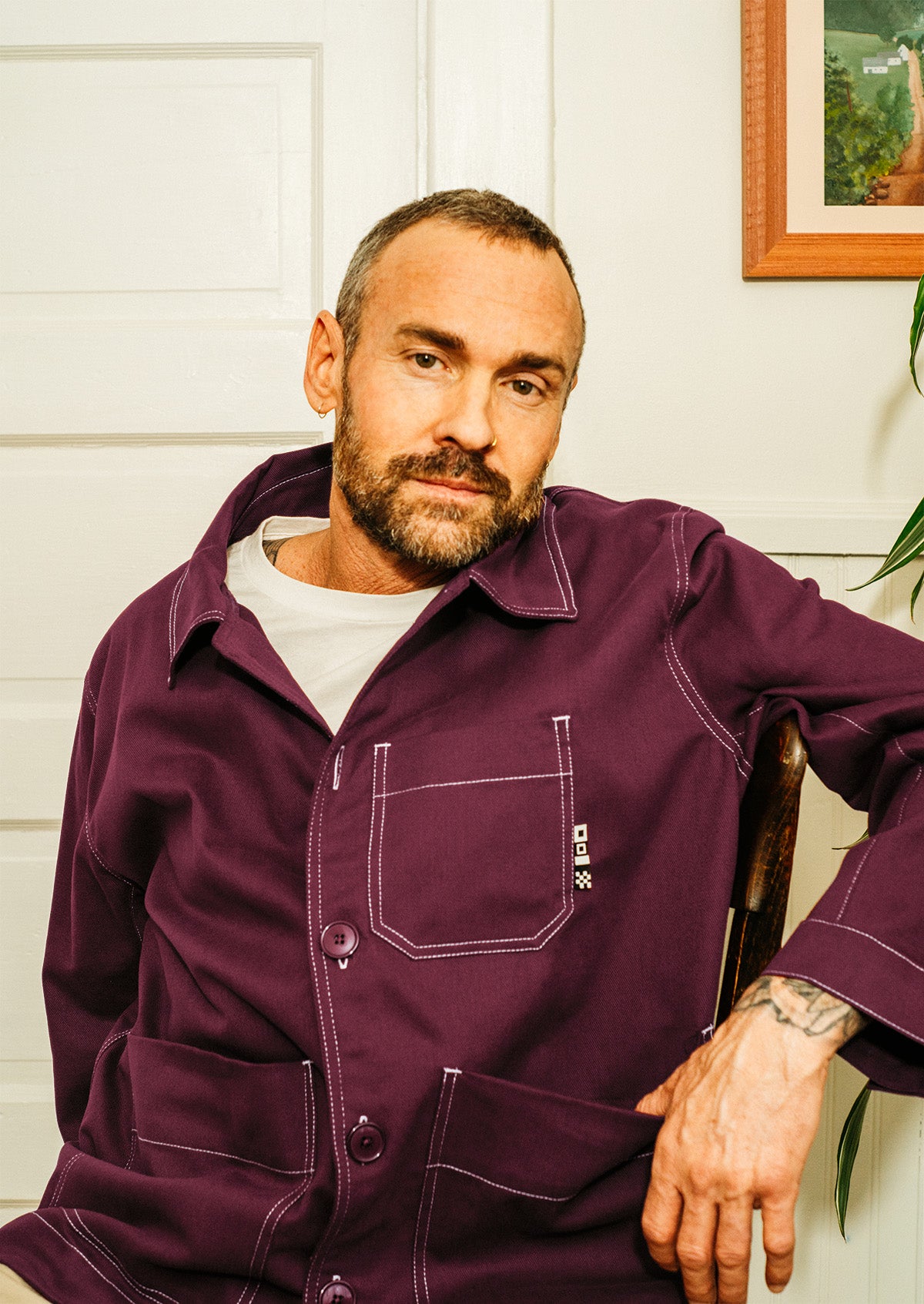 Michel - workwear jacket - burgundy