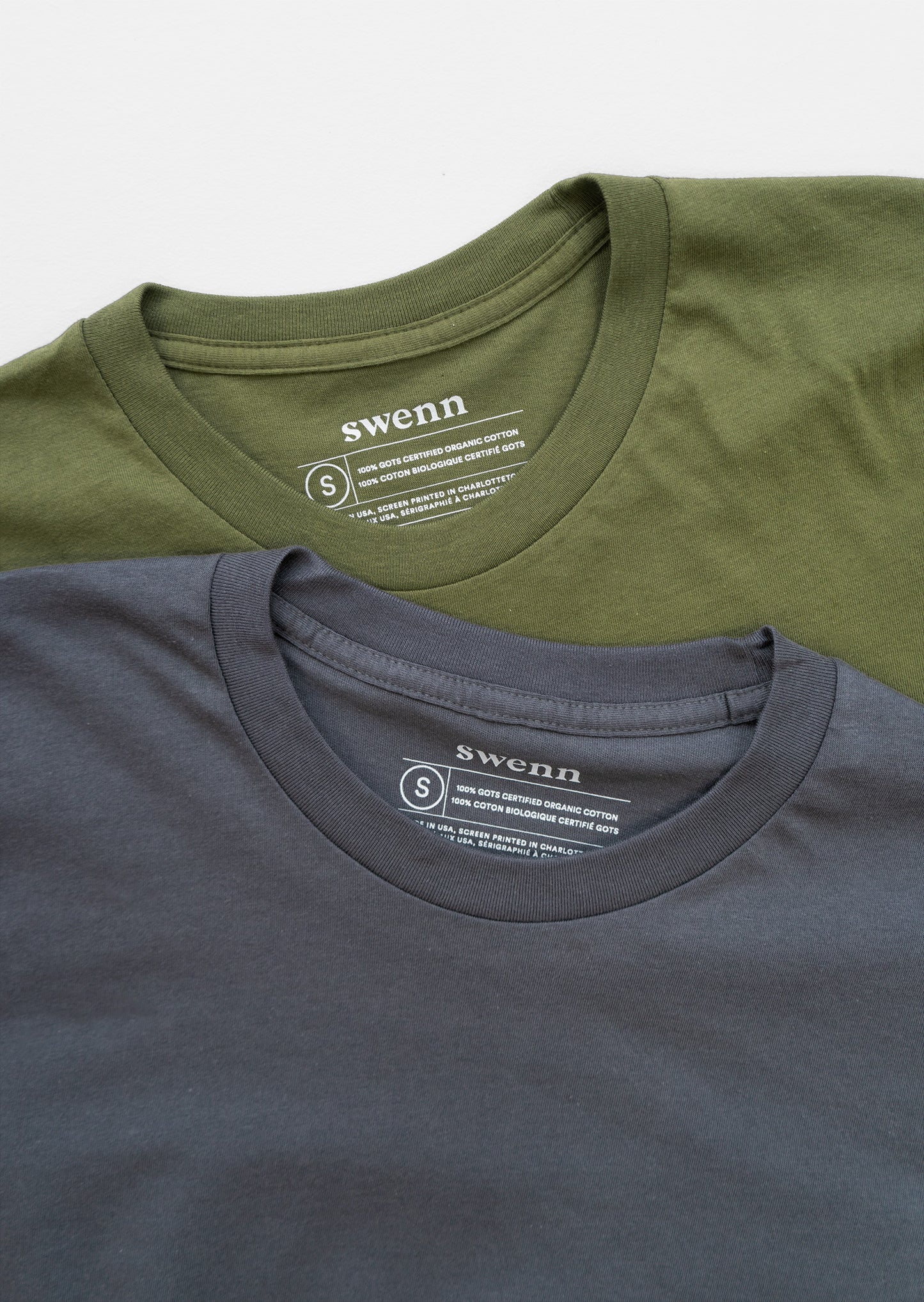 2 plain t-shirts - charcoal and khaki