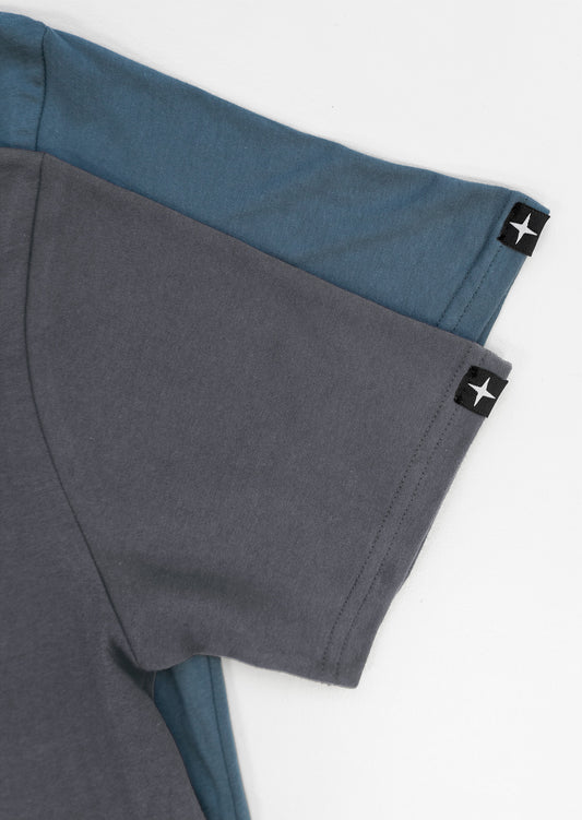 2 plain t-shirts - charcoal and pacific blue