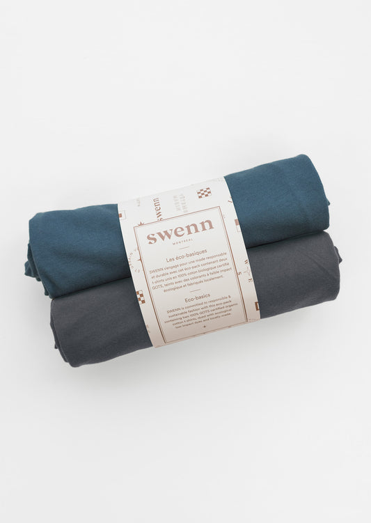 2 plain t-shirts - charcoal and pacific blue