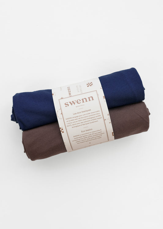 2 plain t-shirts - brown and navy