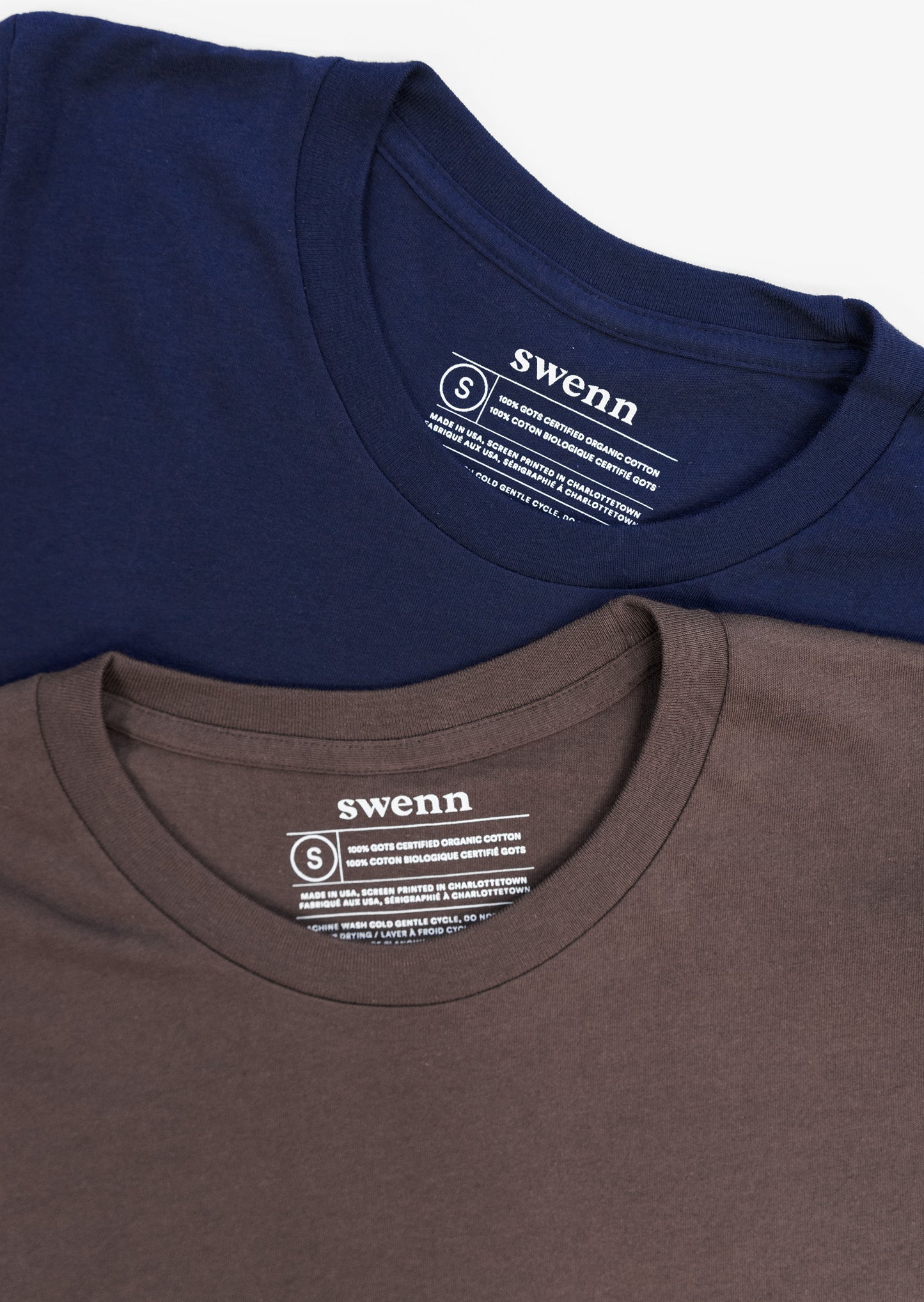 2 plain t-shirts - brown and navy