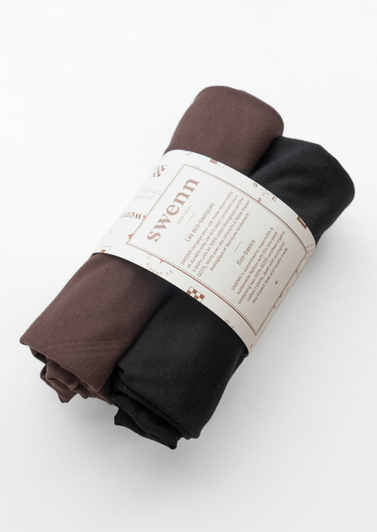 2 t-shirts unis - marron et noir