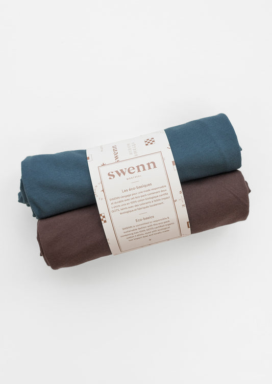 2 plain t-shirts - brown and pacific blue