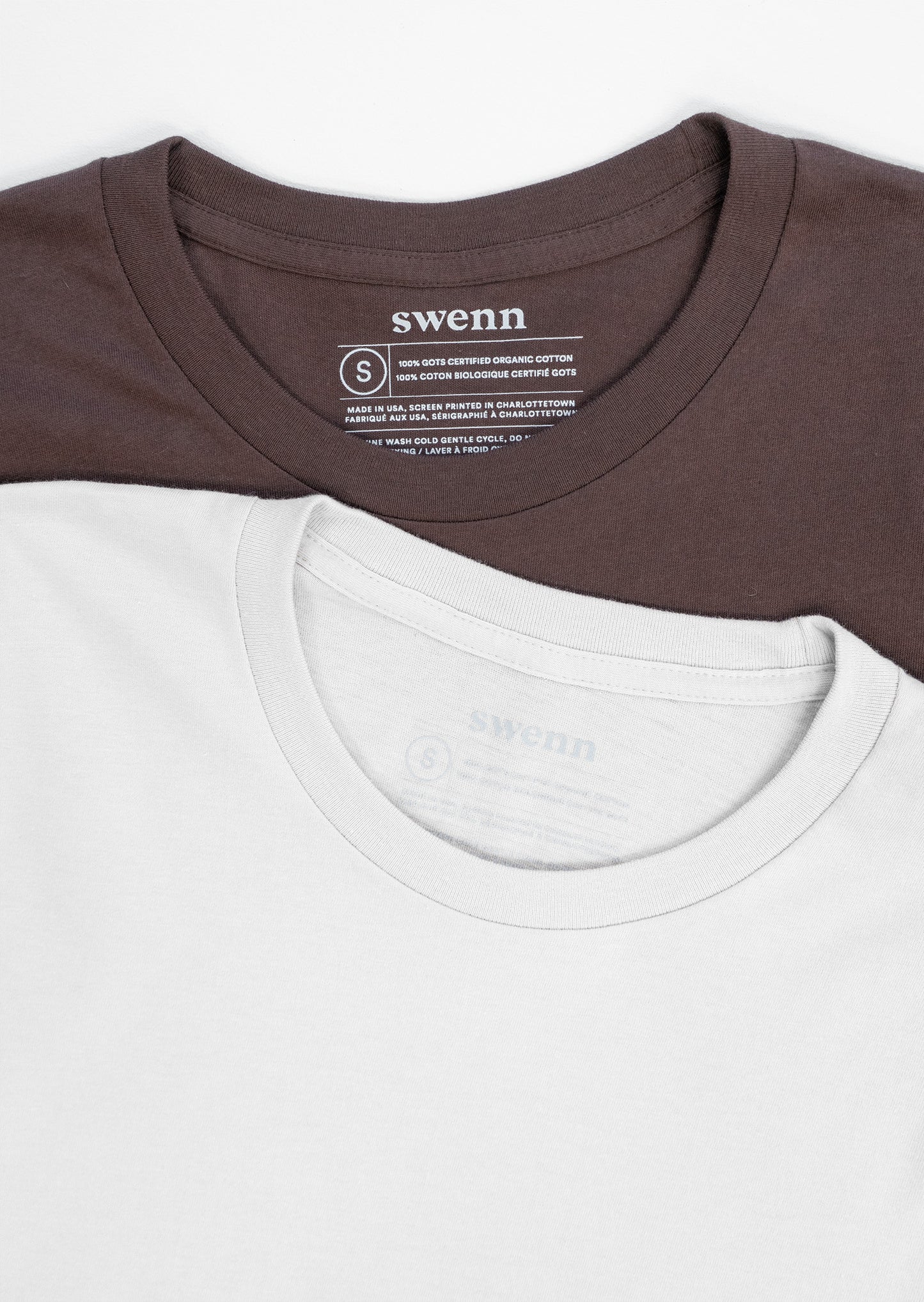 2 t-shirts unis - marron et blanc