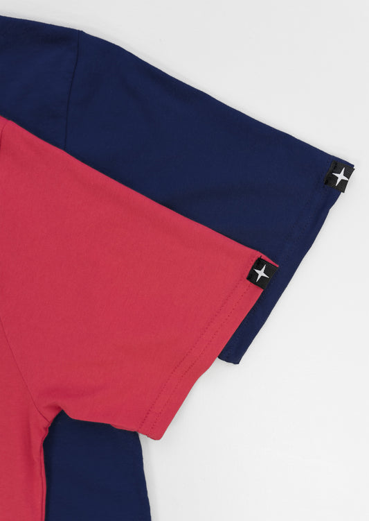 2 t-shirts unis - rouge et bleu marine