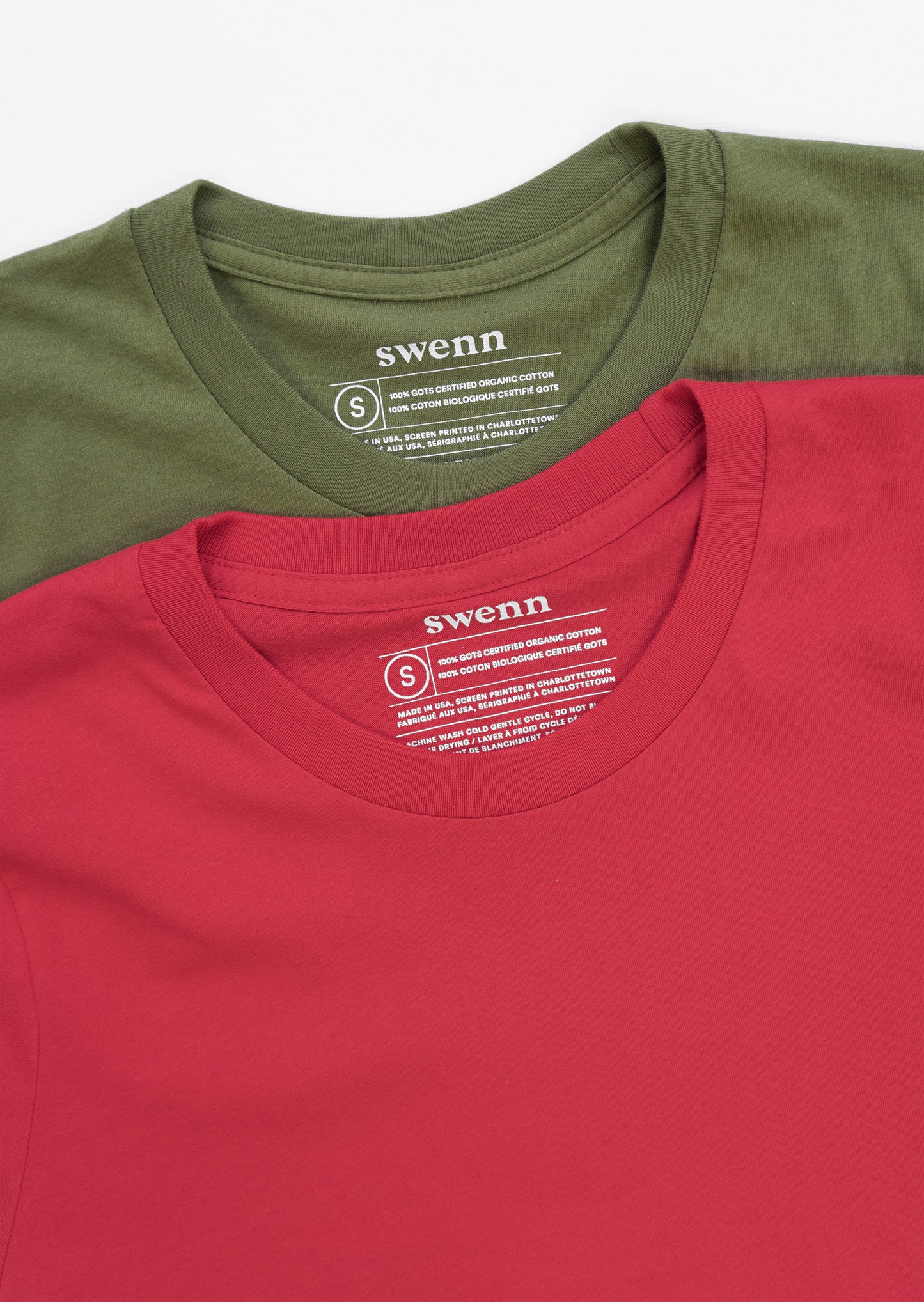 2 plain t-shirts - red and khaki