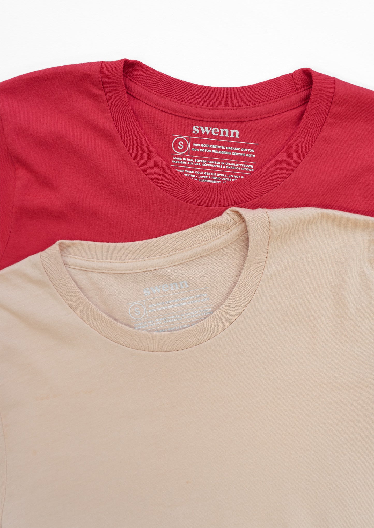 2 plain t-shirts - red and natural