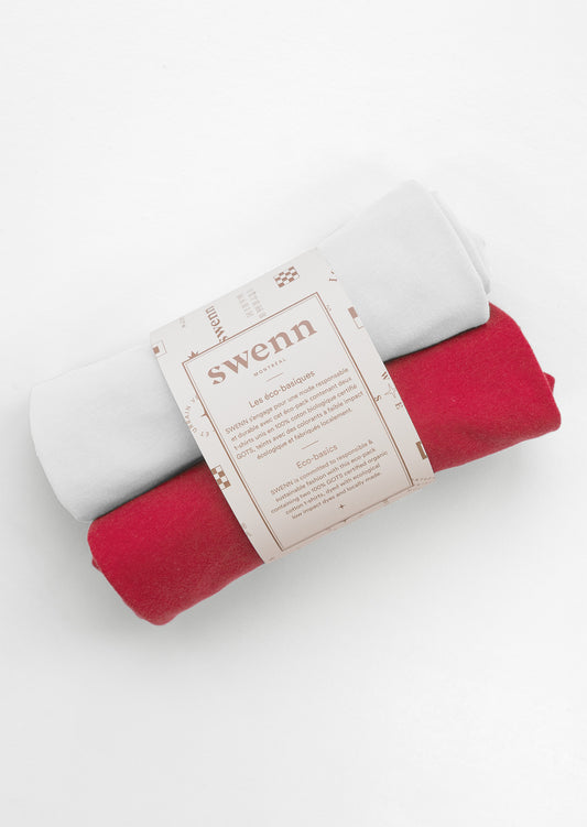 2 t-shirts unis - rouge et blanc