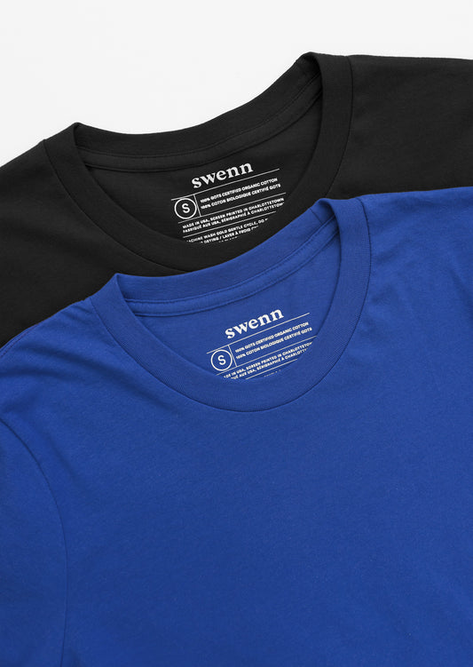 2 plain t-shirts - royal blue and black