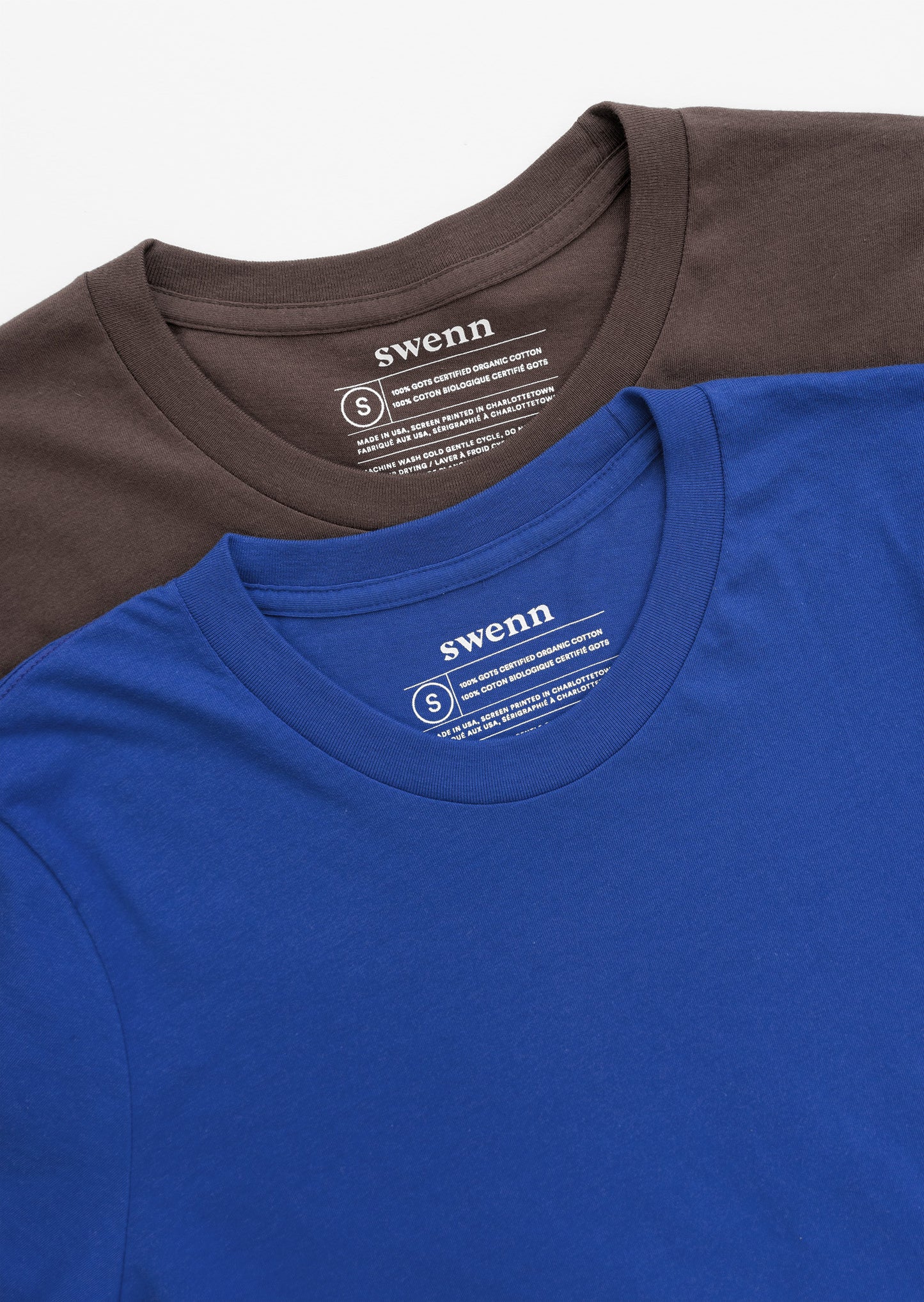 2 plain t-shirts - brown and royal blue