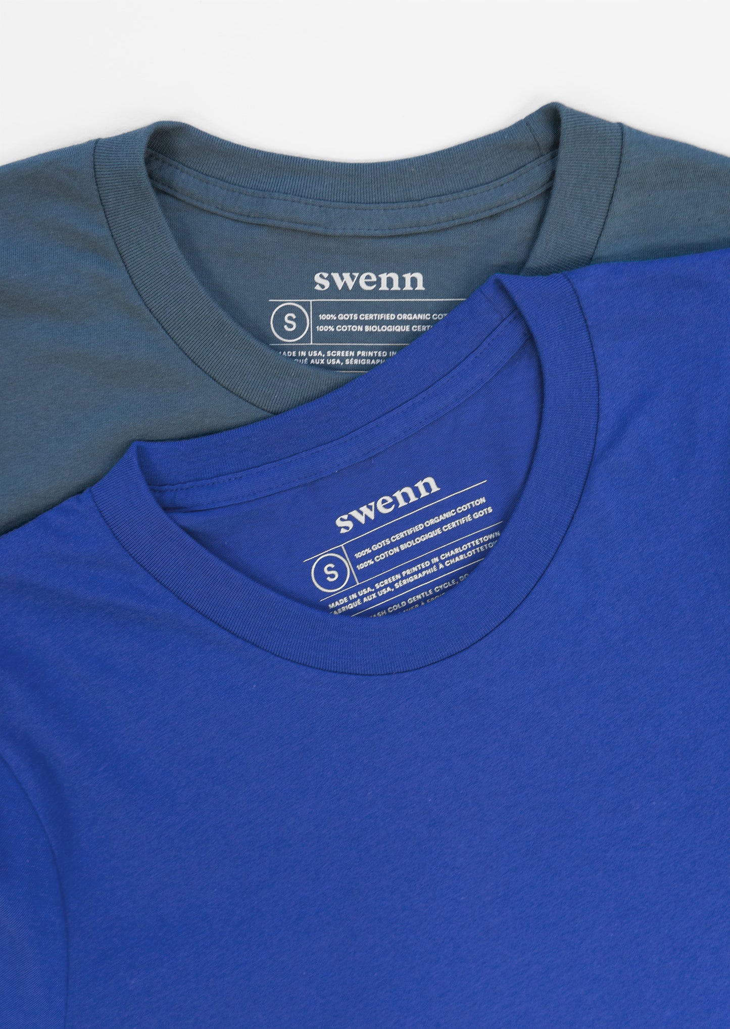 2 plain t-shirts - royal blue and pacific blue