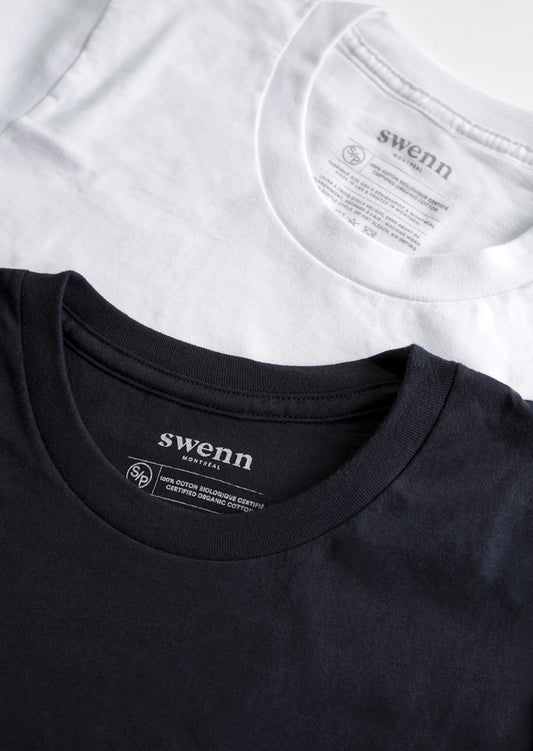 2 t-shirts unis - noir et blanc