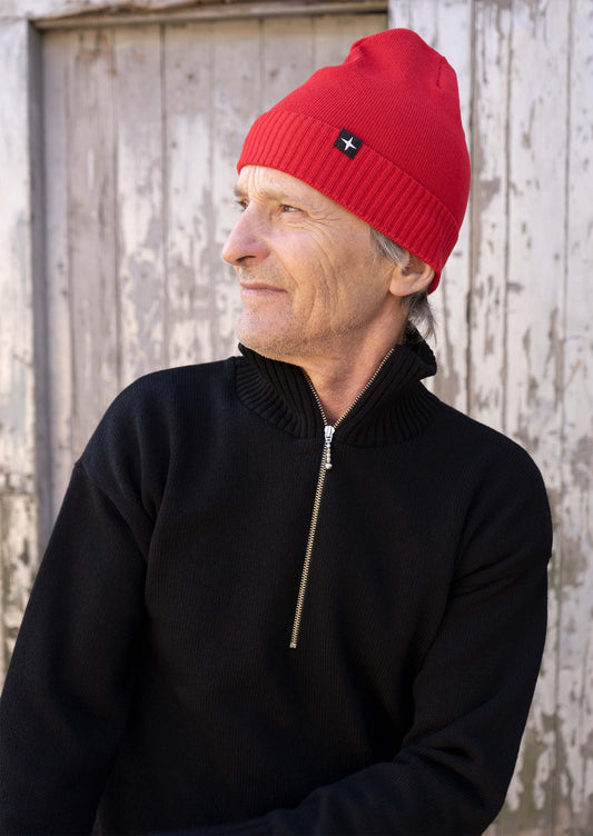 Tuque fine en Mérinos - rouge