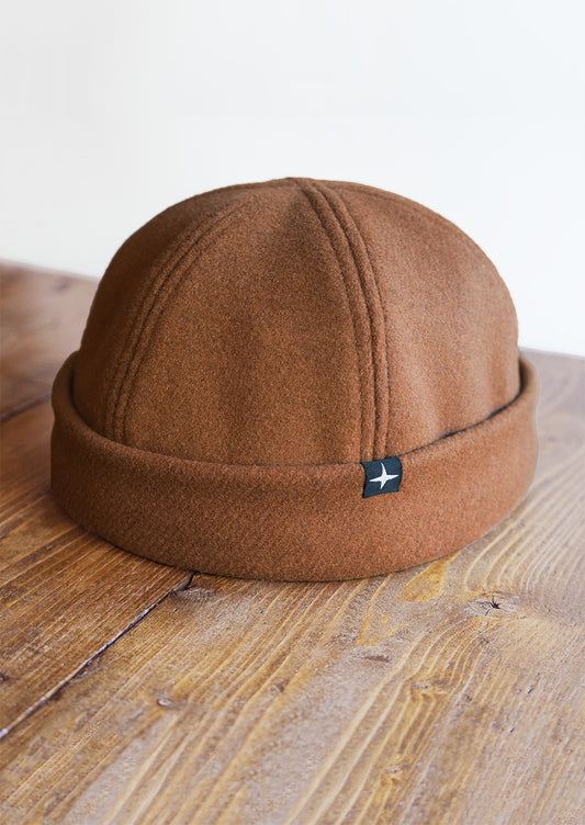 Woolen docker hat - cognac