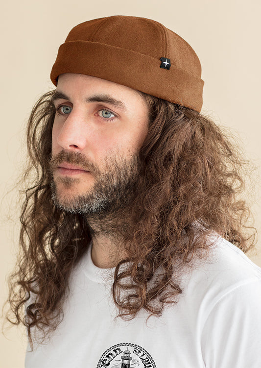 Woolen docker hat - cognac