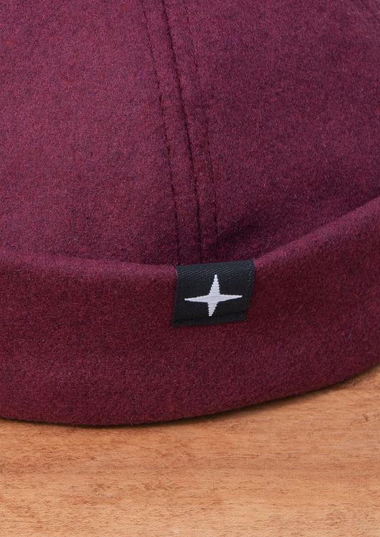 Woolen docker hat - burgundy