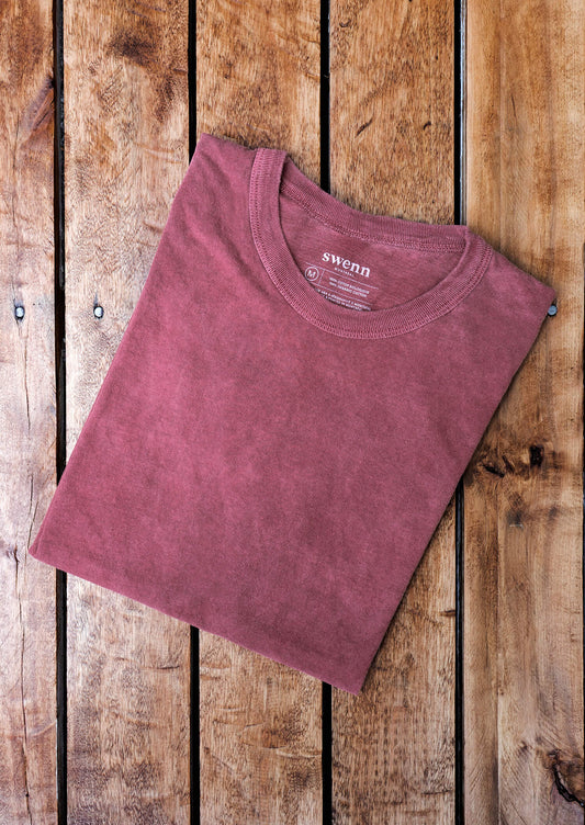 T-shirt délavé - coton biologique - rouge pourpre