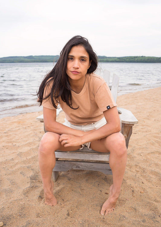 Sunwashed t-shirt - organic cotton - almond