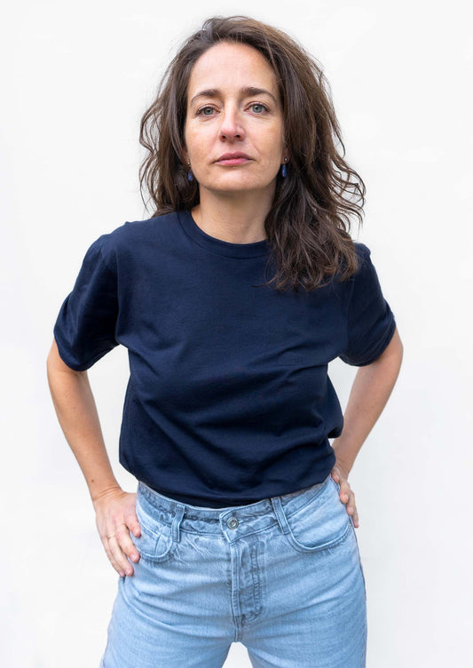 2 plain t-shirts - navy and pacific blue