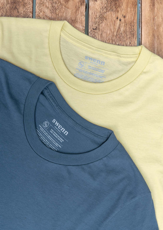 2 t-shirts pacific blue - light yellow