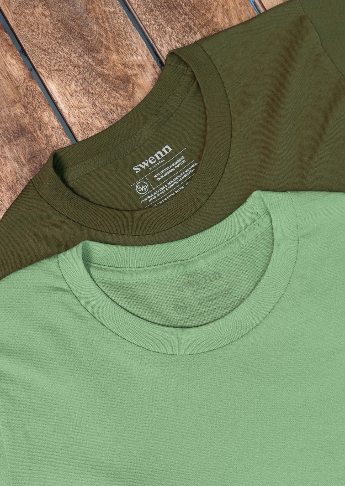 2 t-shirts vert lichen - kaki
