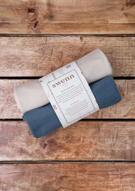 2 t-shirts unis - naturel et bleu pacifique