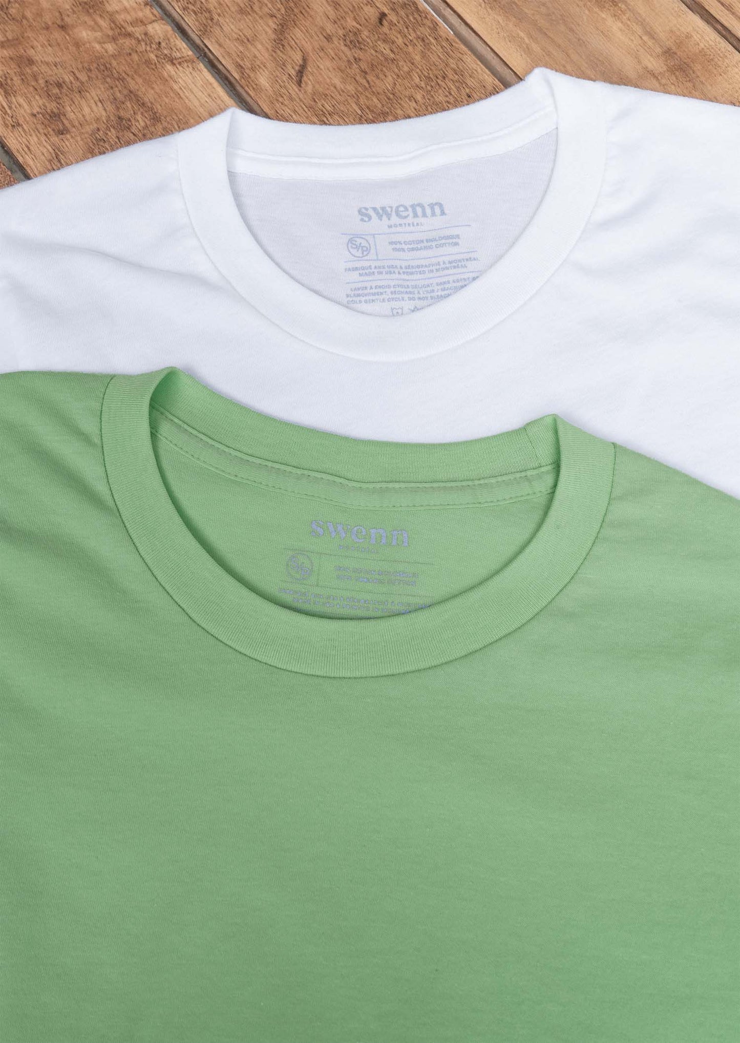 2 t-shirts blanc - vert lichen