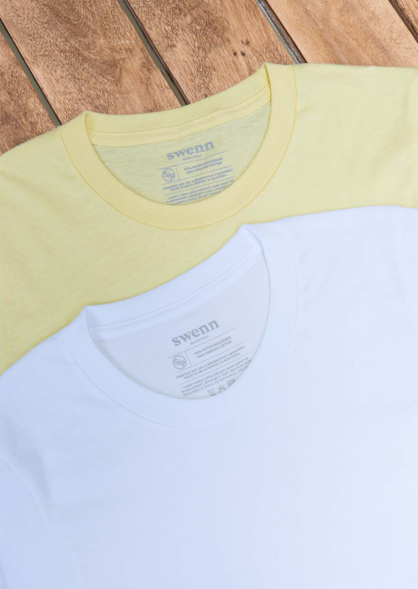 2 t-shirts blanc - jaune pâle