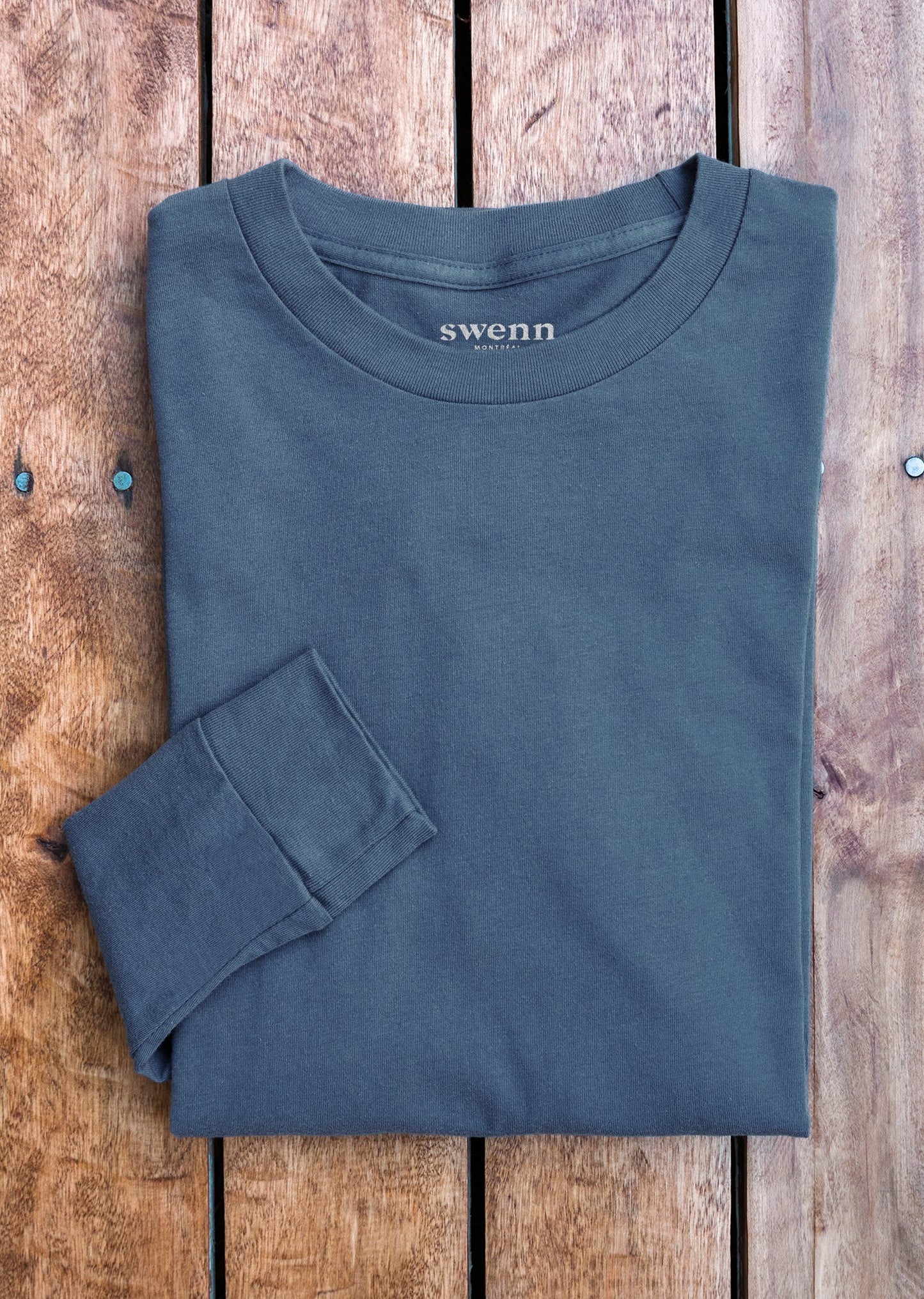 Long-sleeved t-shirt - organic cotton - pacific blue