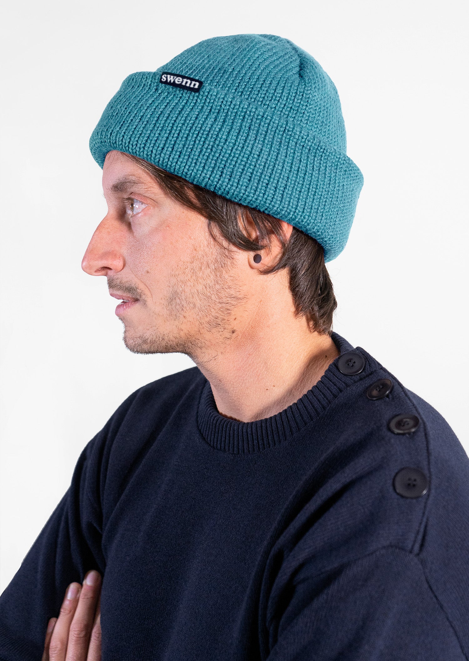 SWENN - Frosted blue 100% pure virgin wool fisherman toque, made in Quebec